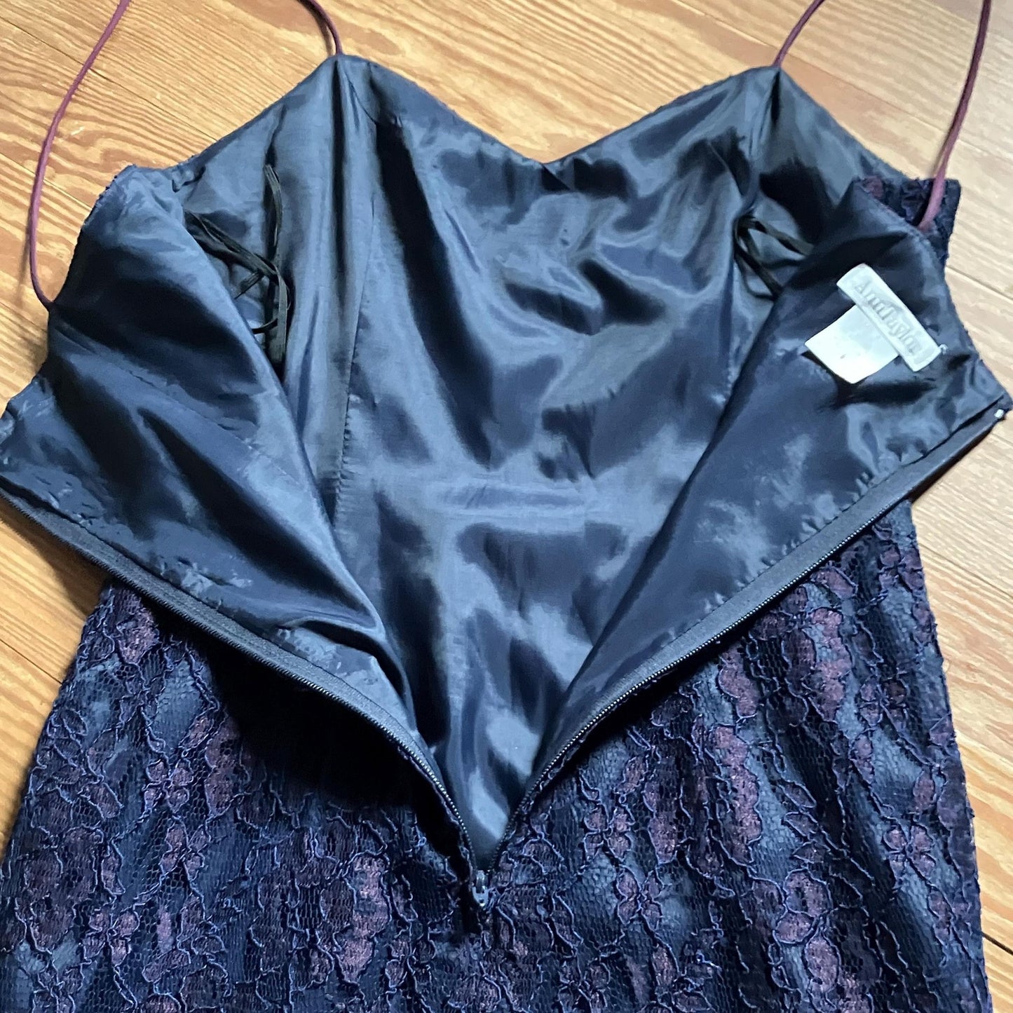 vintage 80s 90s Ann Taylor dress blue purple lace  | XS-S |  overlay tank mini cocktail