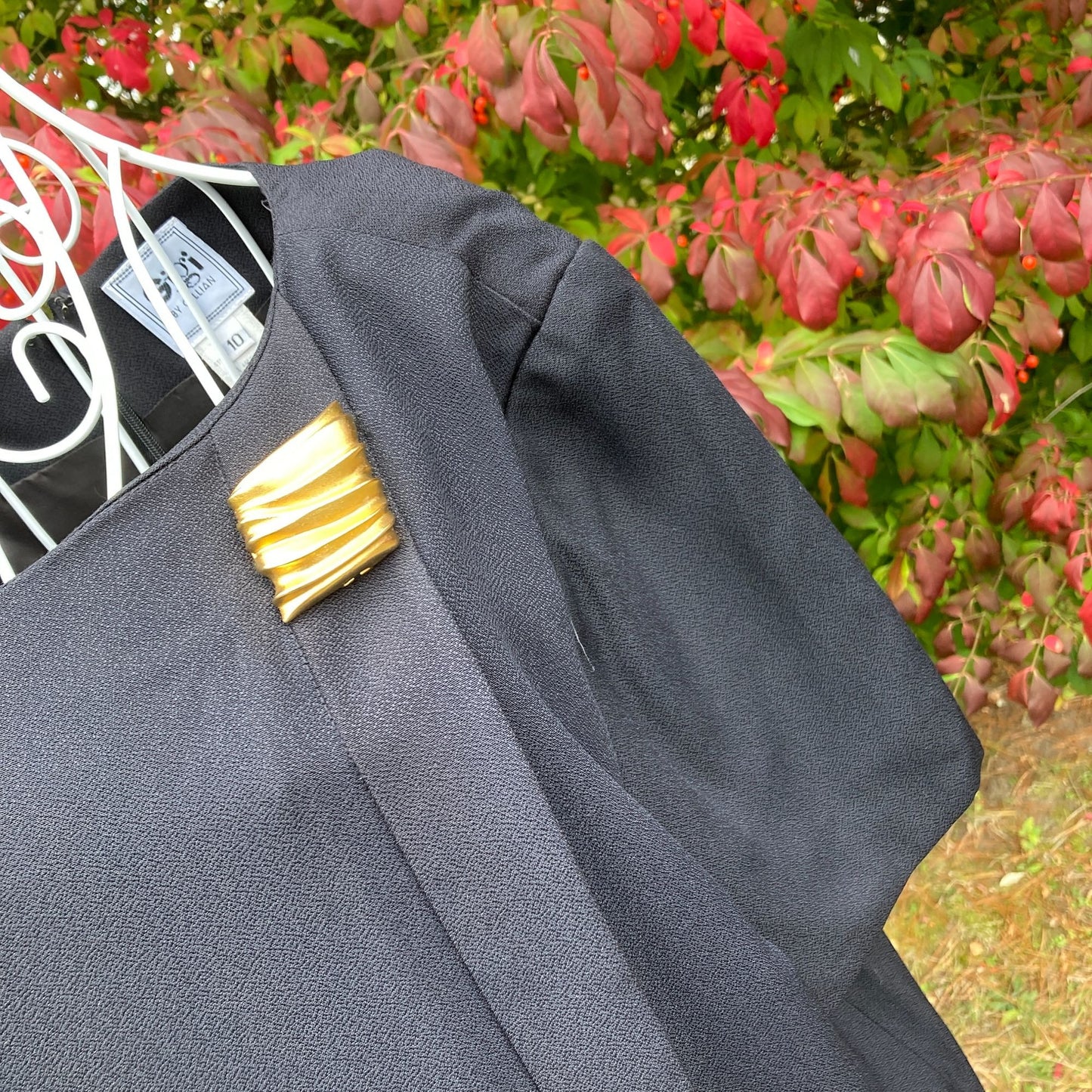 Vintage 90s 80s dress black shorts sleeve gold | M - L | union made GiGi by Gillian