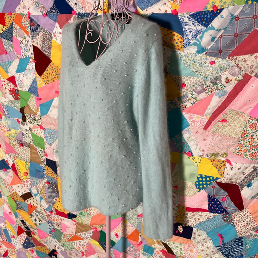Vintage 90s y2k sweater Angora light blue pearl | S M | 1990s  Andrea Viccaro
