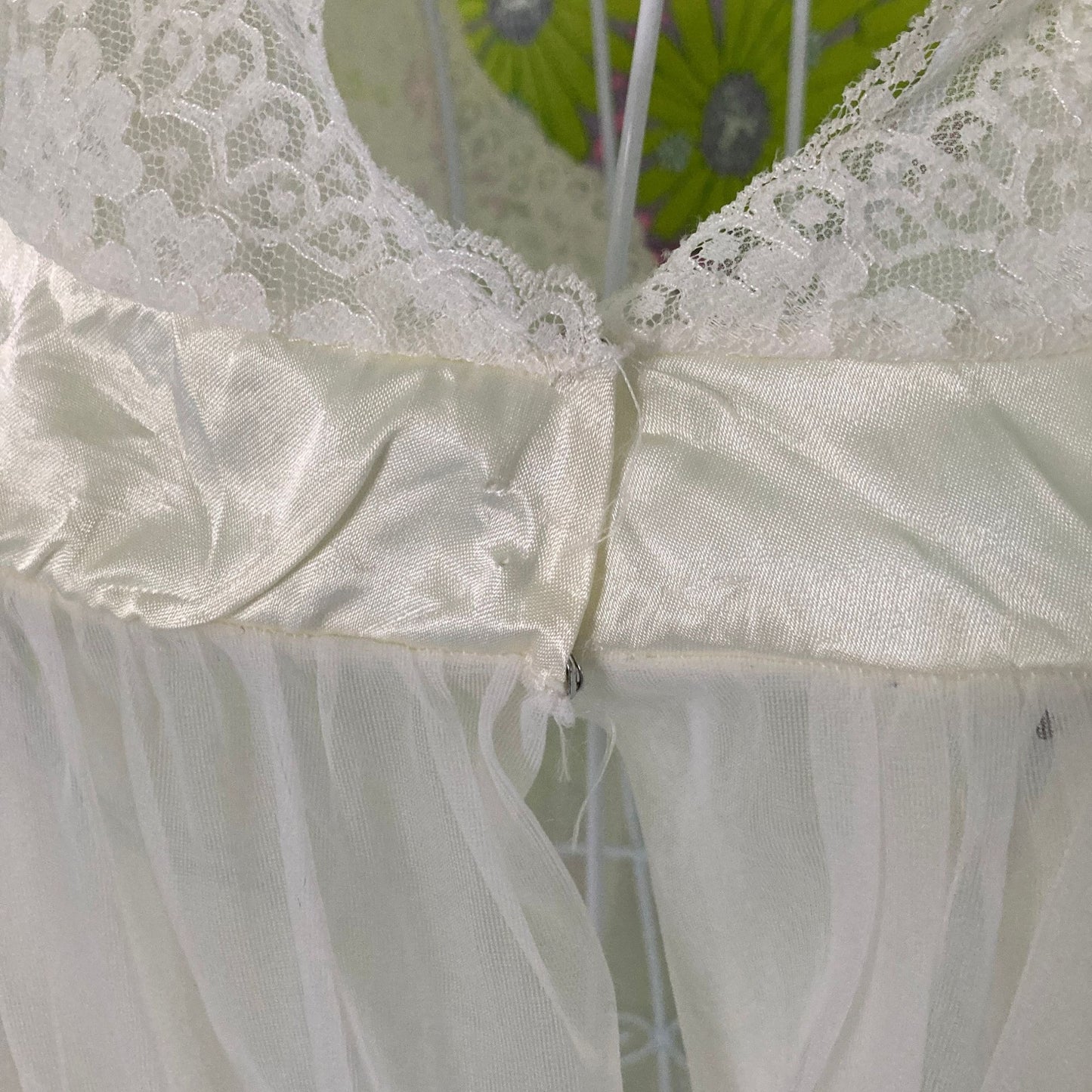 vintage 60s 70s  mesh and lace peignoir prairie robe chiffon lingerie nylon