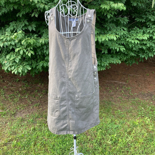 vintage 90s grey denim dress cottage core 1990s cotton western farmcore jean jumper |S-M| Directives