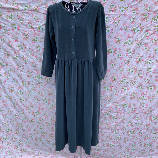 vintage 90s Orvis dress 1990s grey | M | long sleeve midi cottage western farm homestead minimal charcoal made in USA