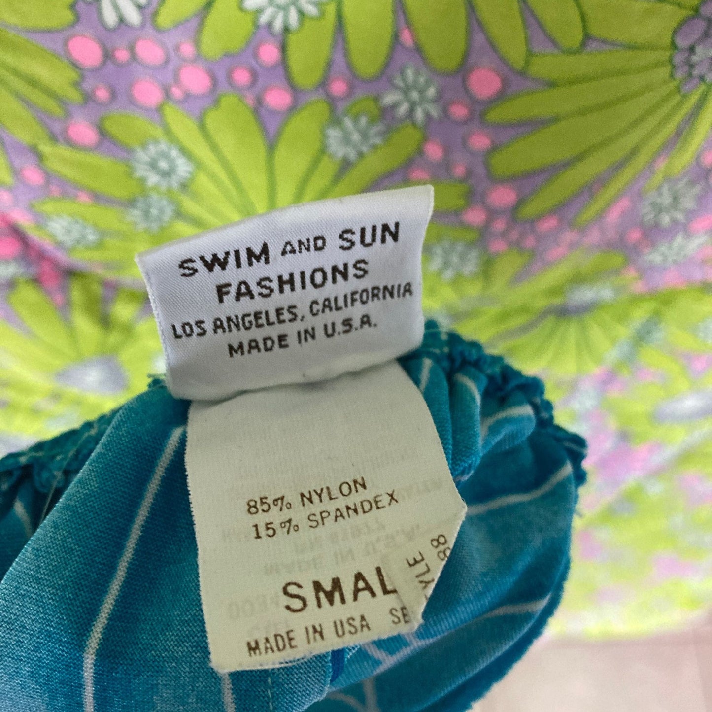 Vintage 70s skirt blue teal novelty shell print XS-M 1970s scallop swim beach DeWeese Design