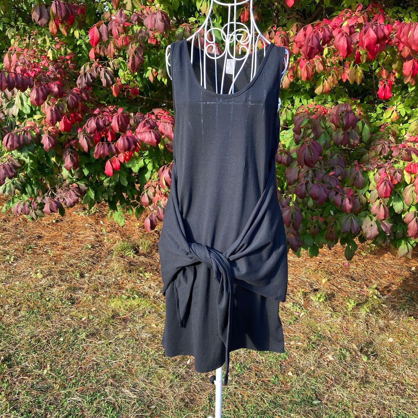 Vintage 70s black nightgown dress cover up | S - M | 1970s tie Petra Fashions