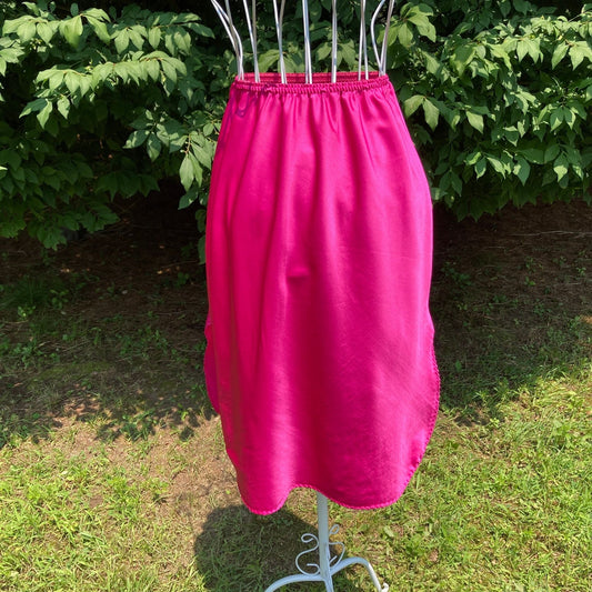 vintage nylon half slip |XXS-XS| bright pink lace elastic waist 70s 1970s usa made Deena
