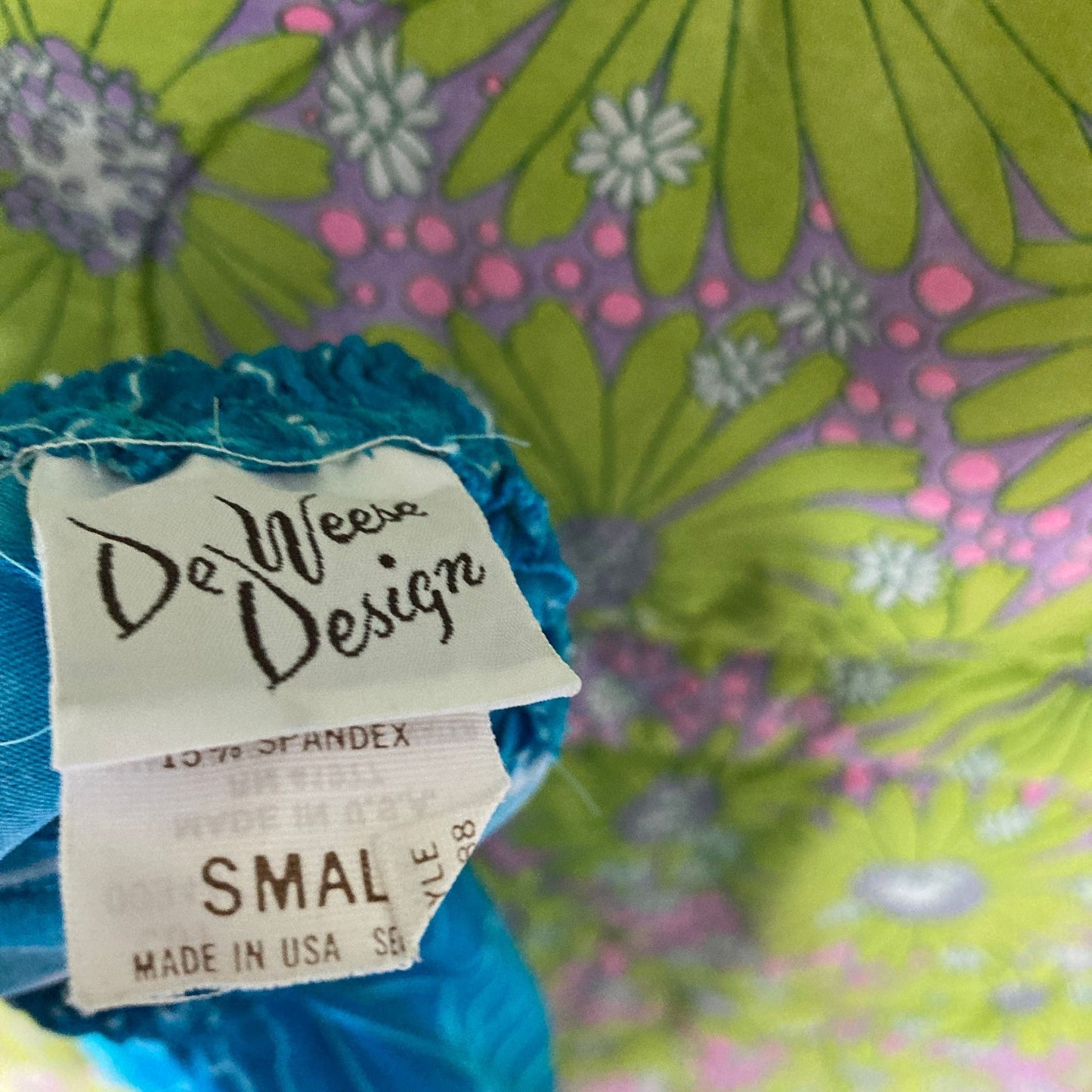 Vintage 70s skirt blue teal novelty shell print XS-M 1970s scallop swim beach DeWeese Design