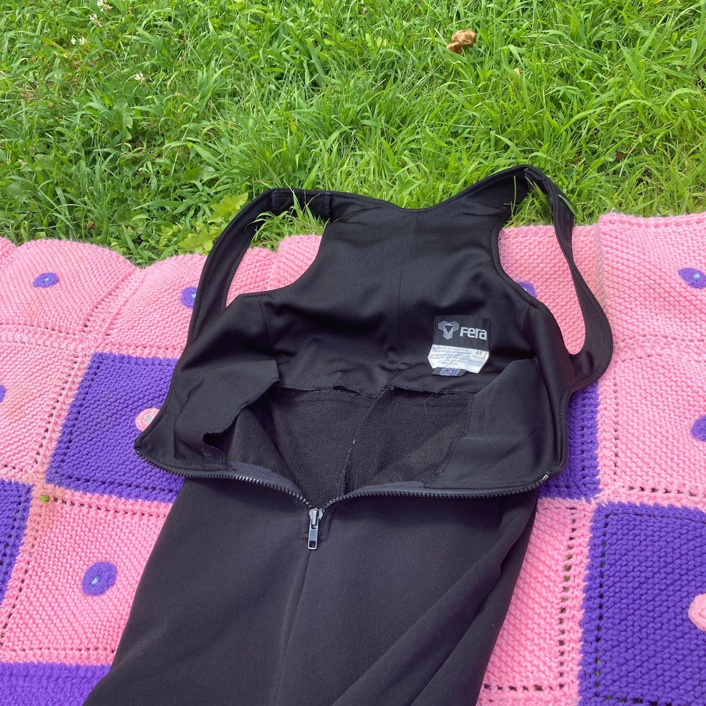 Vintage 70s Fera ski jumpsuit utility suit snow pants stirrup black 1970s