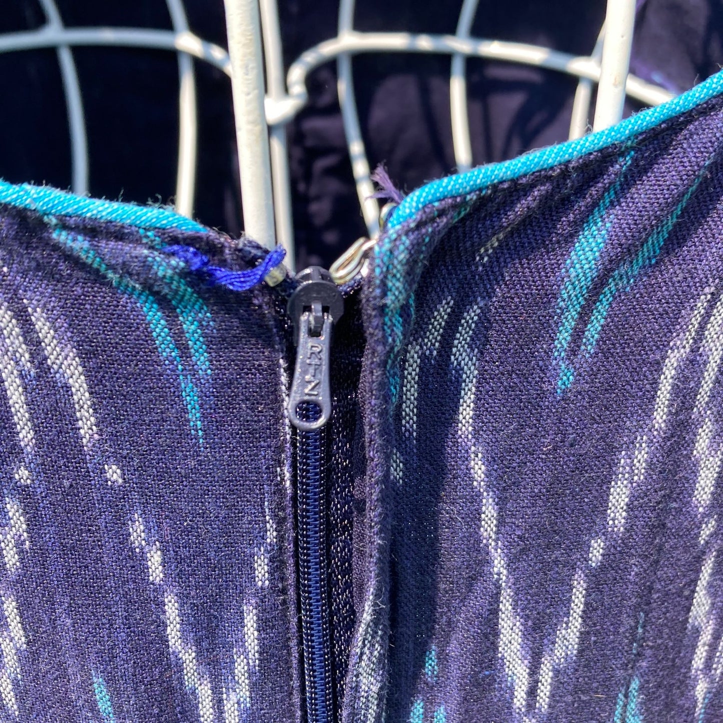 vintage 70s dress  blue teal  | S-M | 1970s handmade