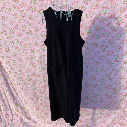 vintage black jumper dress 80s 90s cottage minimal 1990s Vicki Wayne  |S-M|