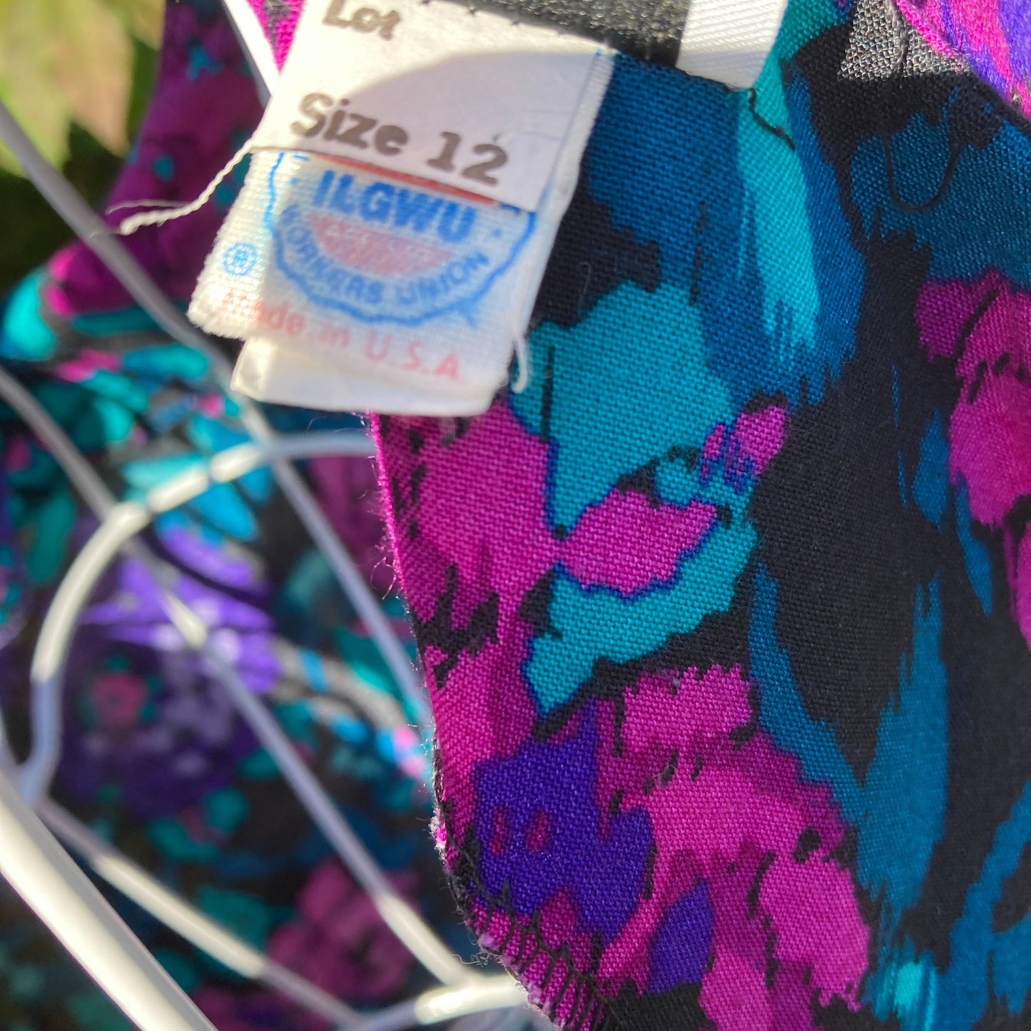 Vintage 80s dress midi |  M | 1980s cottage dark floral purple pink teal western rayon R.E.O. Originals ILGWU union made