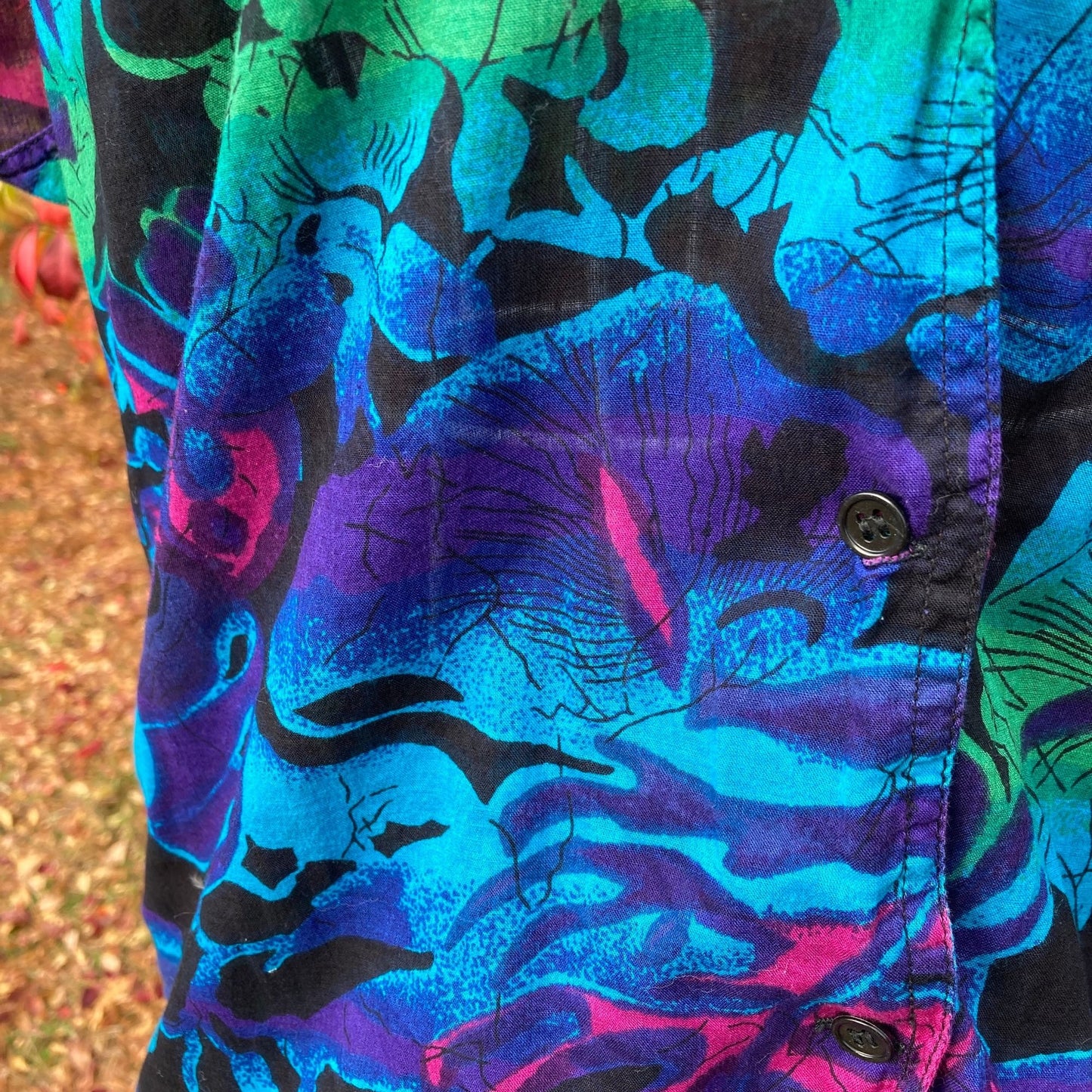 Vintage 80s 90s shorts and top matching set | XS-S  |  black green blue purple cotton  floral two piece 1980s Contrasts