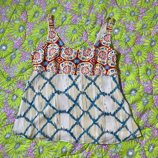 Vintage y2k tank top | S-M | beige rust blue 2000s nwt deadstock Banana Republic
