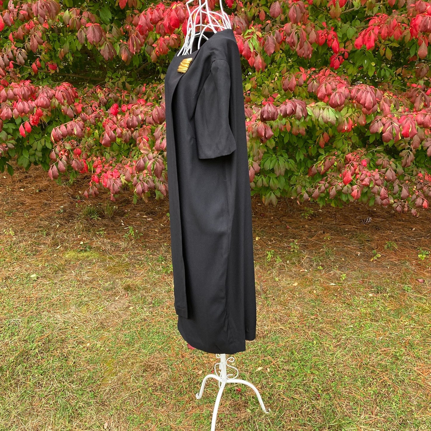 Vintage 90s 80s dress black shorts sleeve gold | M - L | union made GiGi by Gillian