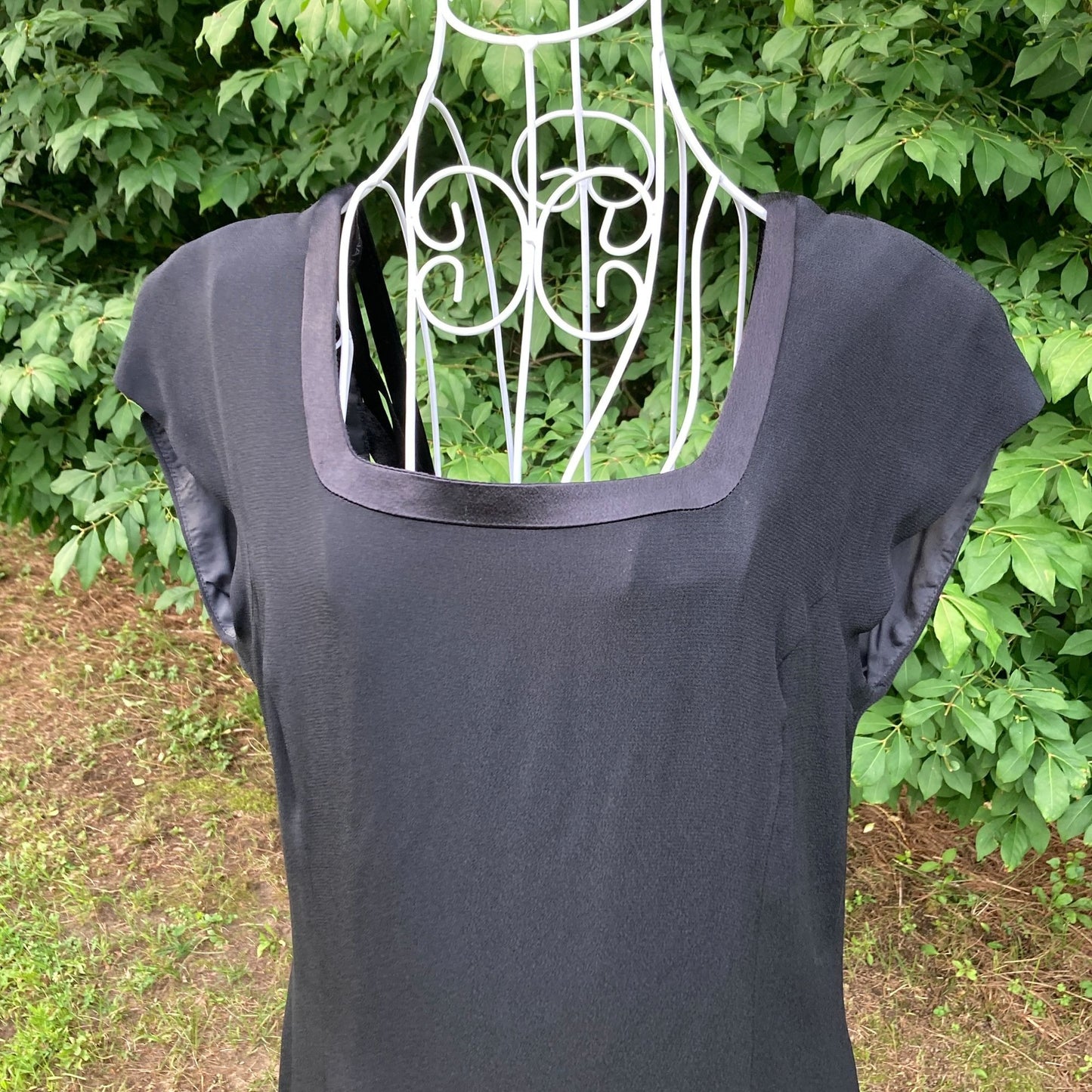 Vintage 90s 80s dress black shorts sleeve | XS - S |  Donna Ricco midi