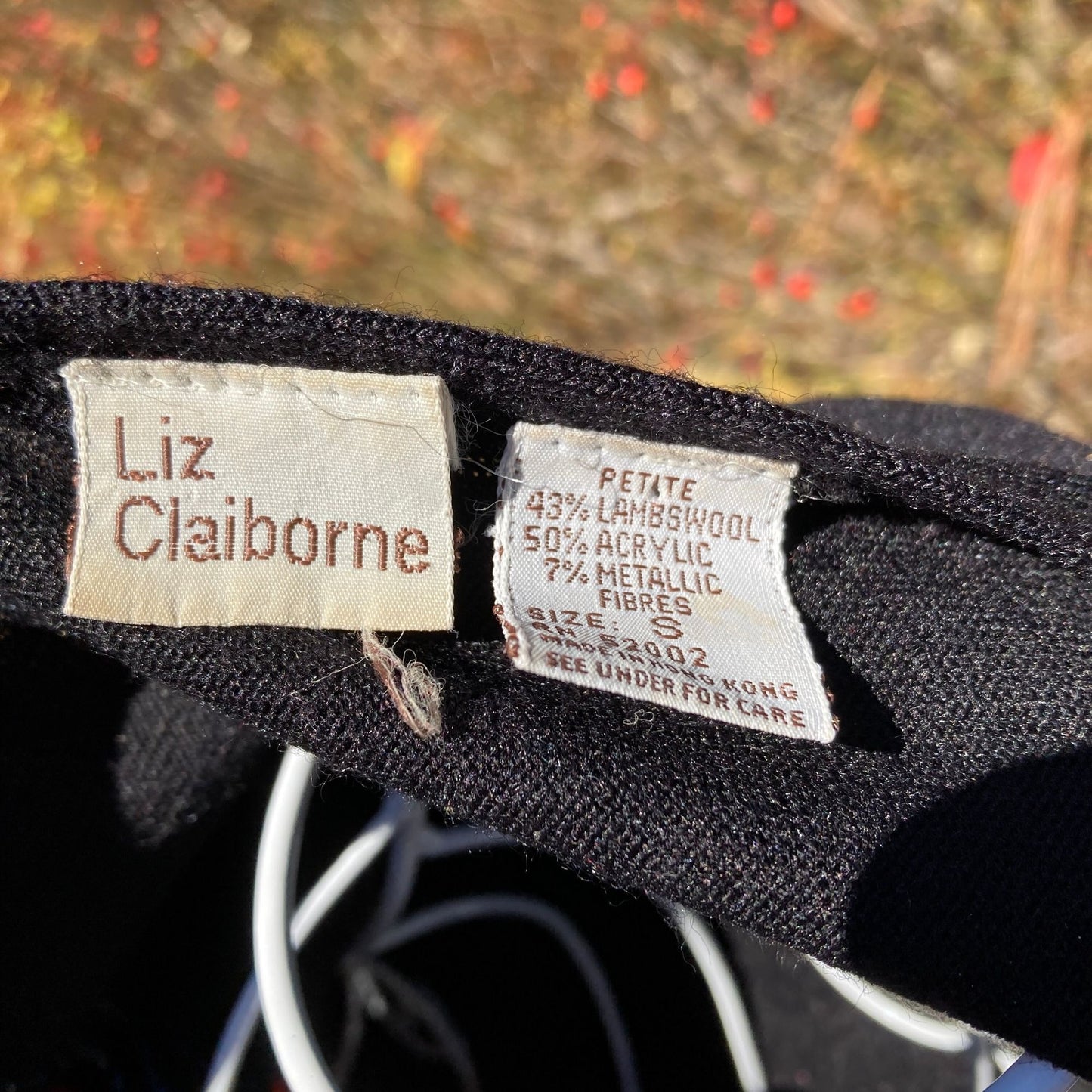 vintage 80s black sweater striped metallic sparkly gold red blue 1980s Liz Claiborne