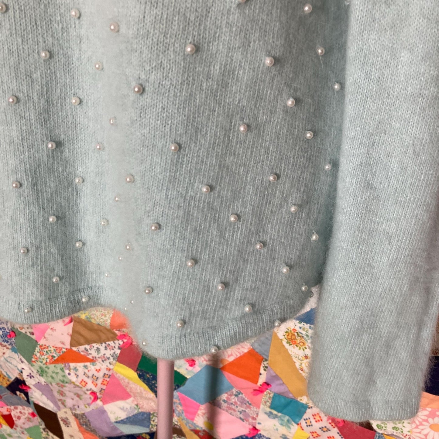 Vintage 90s y2k sweater Angora light blue pearl | S M | 1990s  Andrea Viccaro