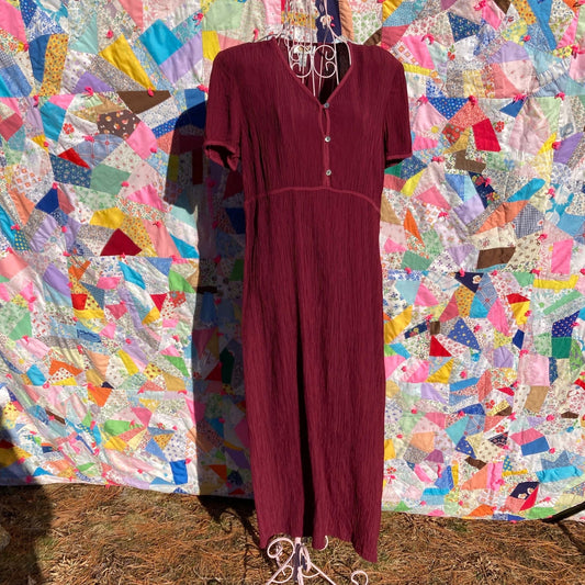 vintage cottage core dress  1990s wine red sundress  | M-L | sleeveless Talbots
