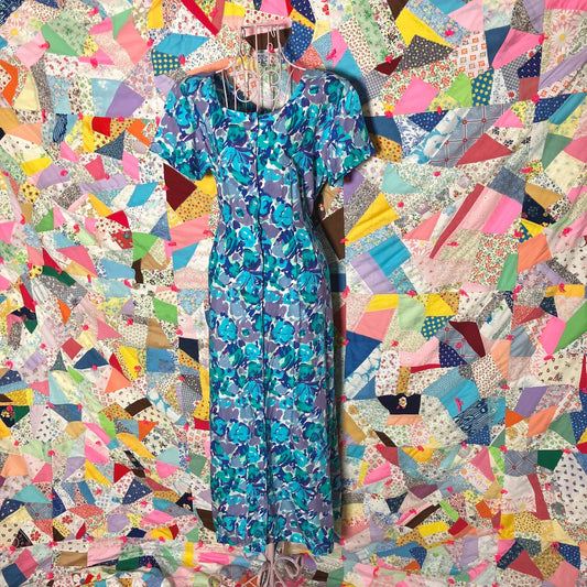 vintage 80s 90s floral dress cottage core blue purple green teal | S-M | 1990s /2