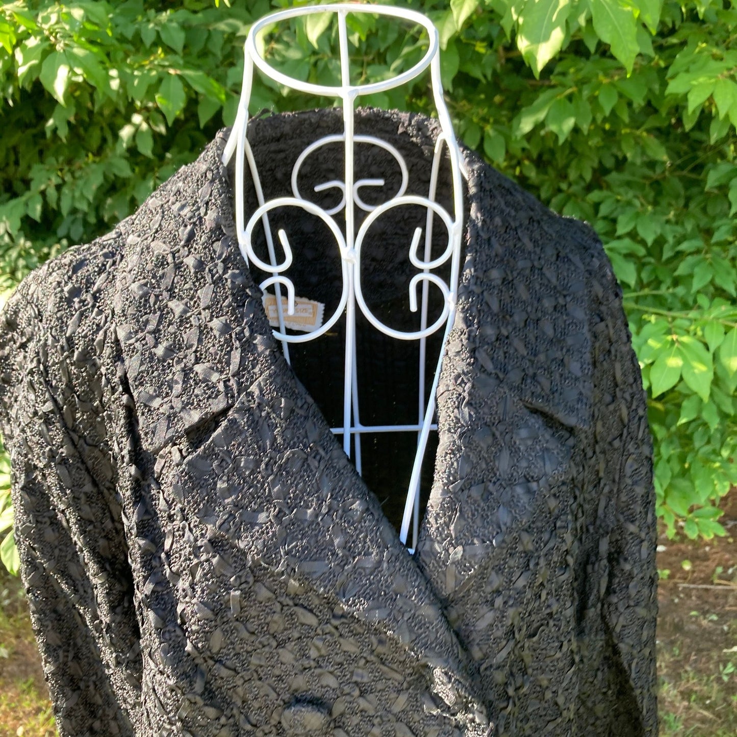 Vintage  50s 60s  black jacket blazer |S-M| woven Lily Lynn elevated minimalism