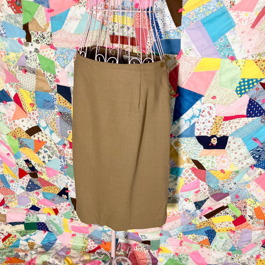 vintage 90s Y2K skirt tan camel wool  1990s minimal  | M-L |  Jones New York usa made