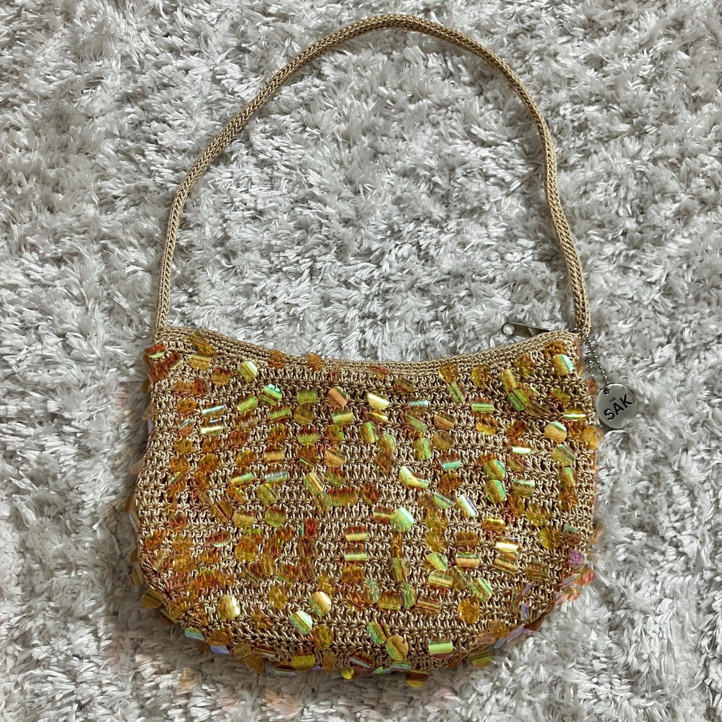 vintage 90s Y2K The Sak purse tan sequins iridescent