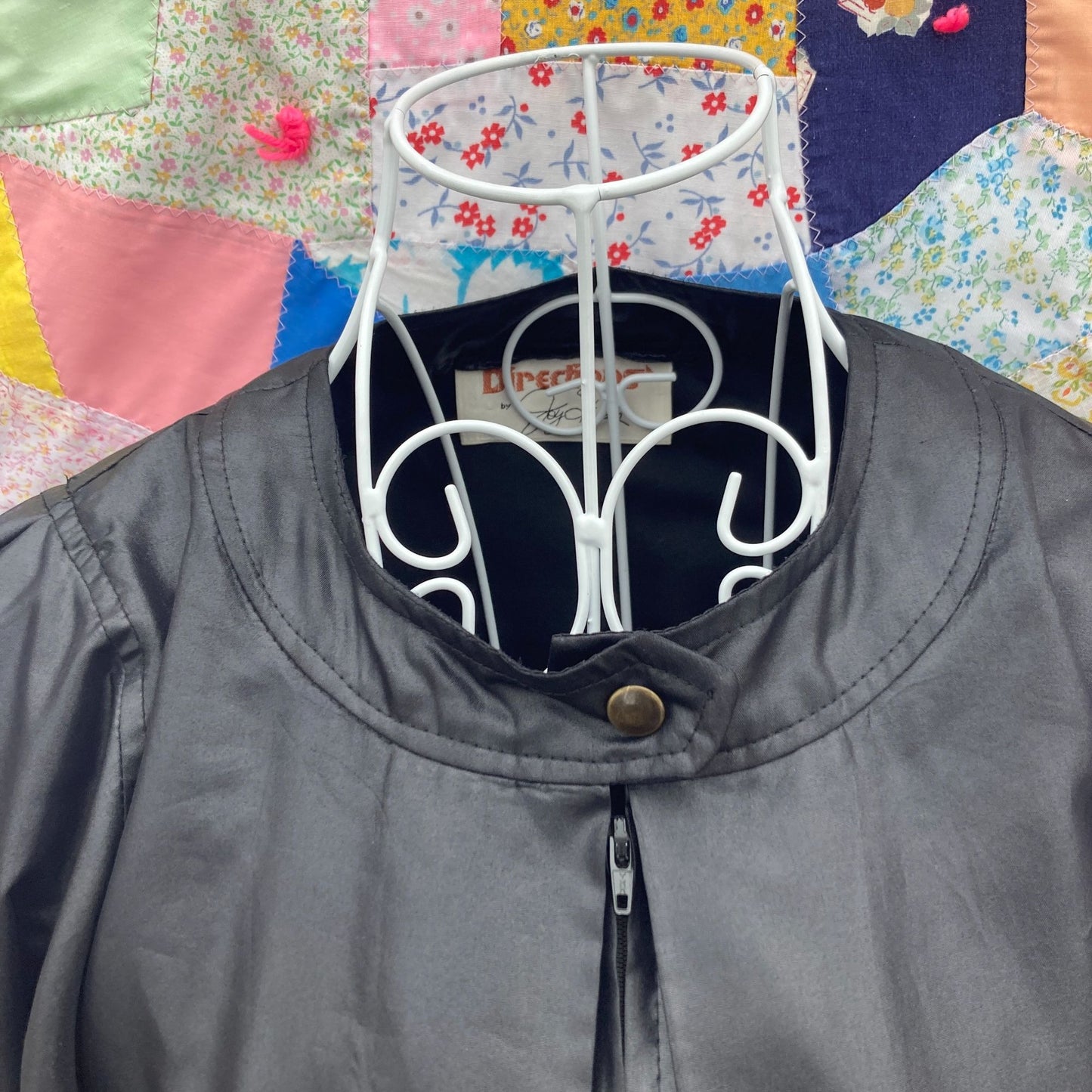 Vintage 70s 80s dress black  | S - M | puff sleeve  Directions by Joy Stevens