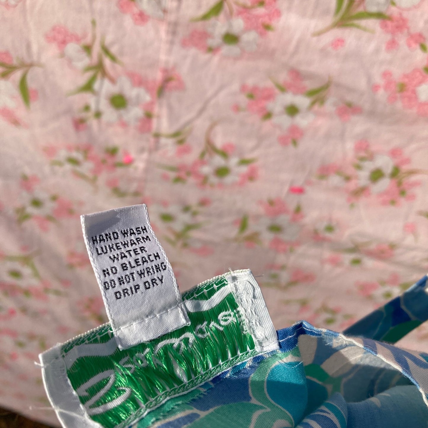 Vintage 70s dress blue teal floral print | M-L| 1970s floral swim beach Sea Waves