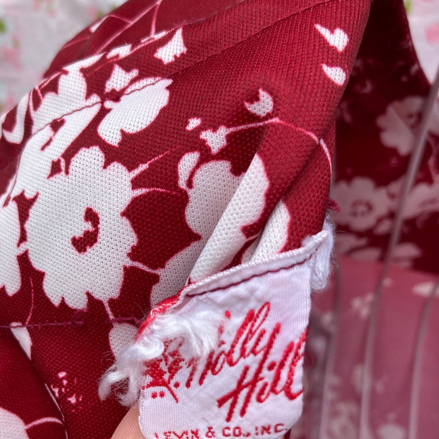 70s  dress maroon red white floral 1970s | S - M |  retro mod shift wine Holly Hill