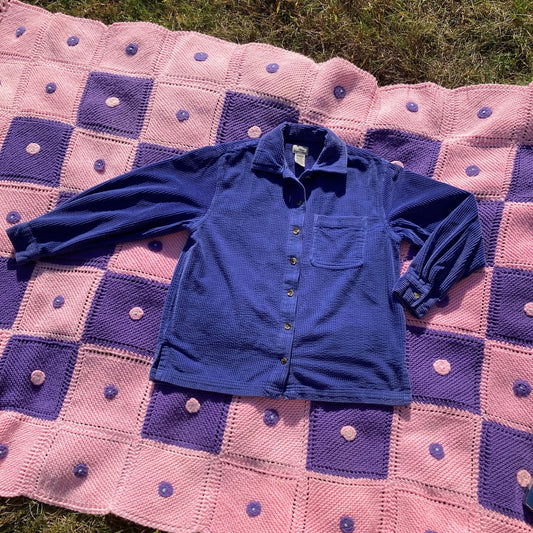 Vintage ll bean corduroy shacket shirt jacket periwinkle blue purple 90s cottage core grandma |S-M|  1990s shirt button up wide wale