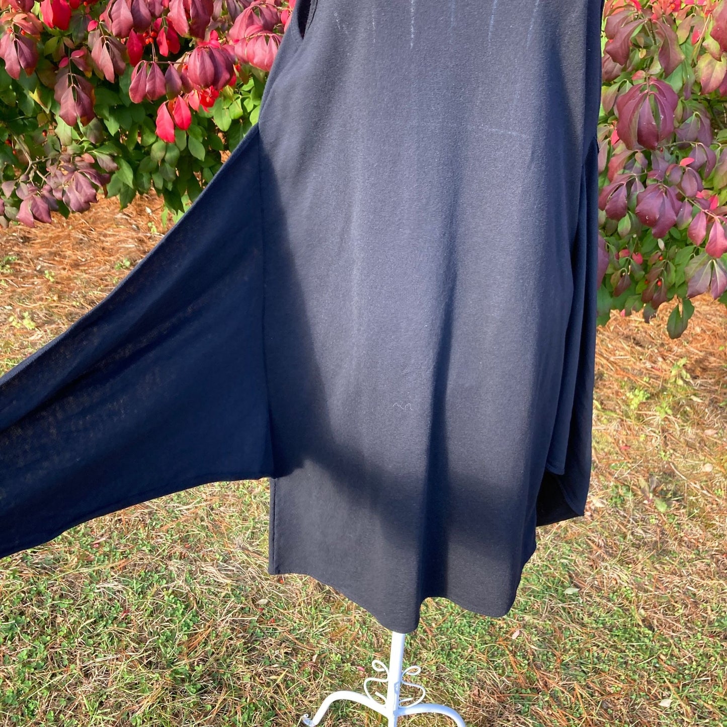 Vintage 70s black nightgown dress cover up | S - M | 1970s tie Petra Fashions