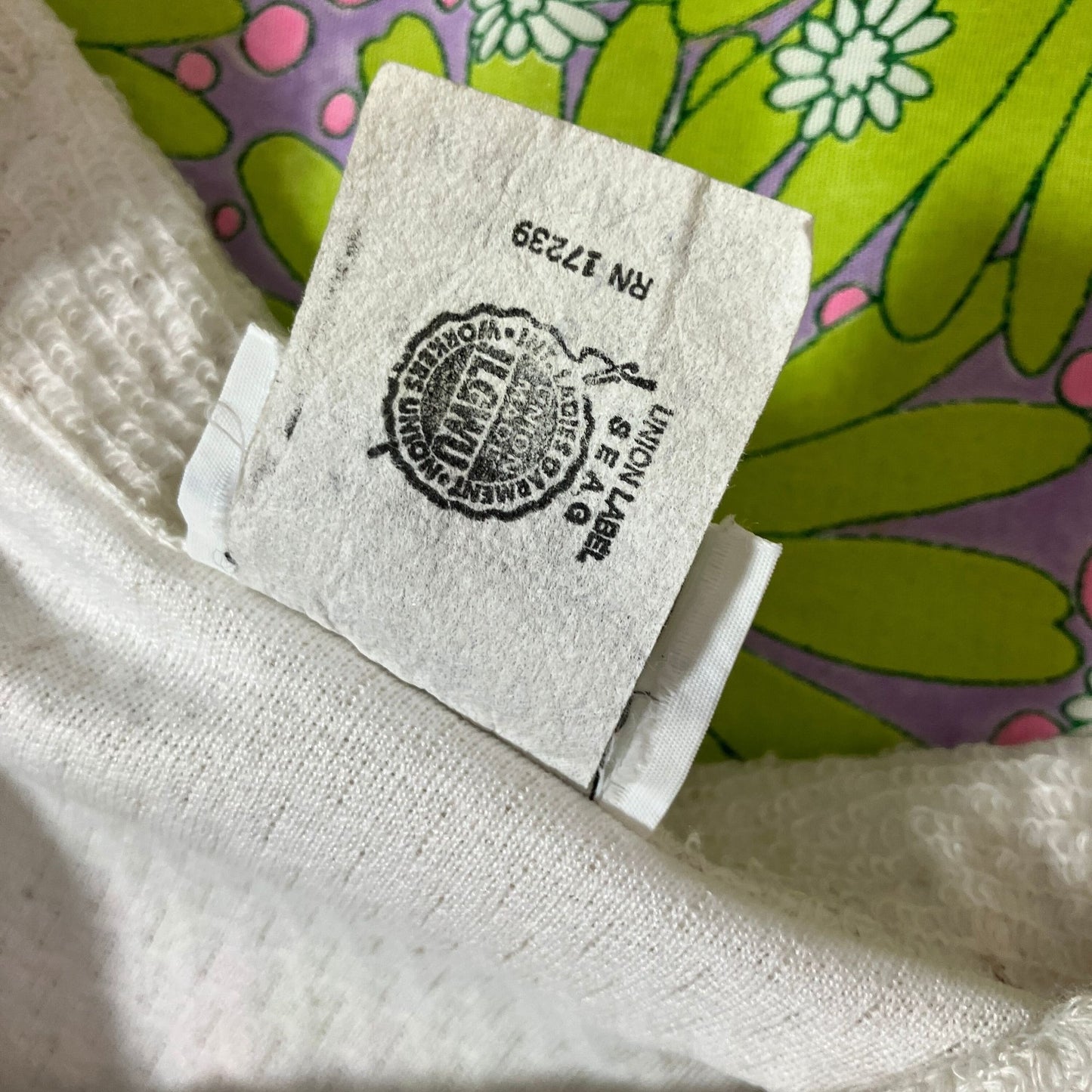 vintage 70s dress off white 1970s 1980s  | XS-S |  secretary textured Aygee ilgwu union made flax poly blend