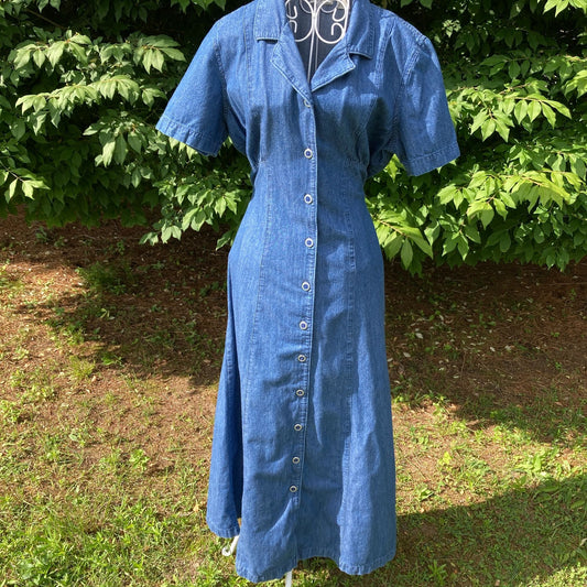 vintage 90s denim dress cottage core 1990s cotton western farmcore jean |S-M| Erika midi-maxi