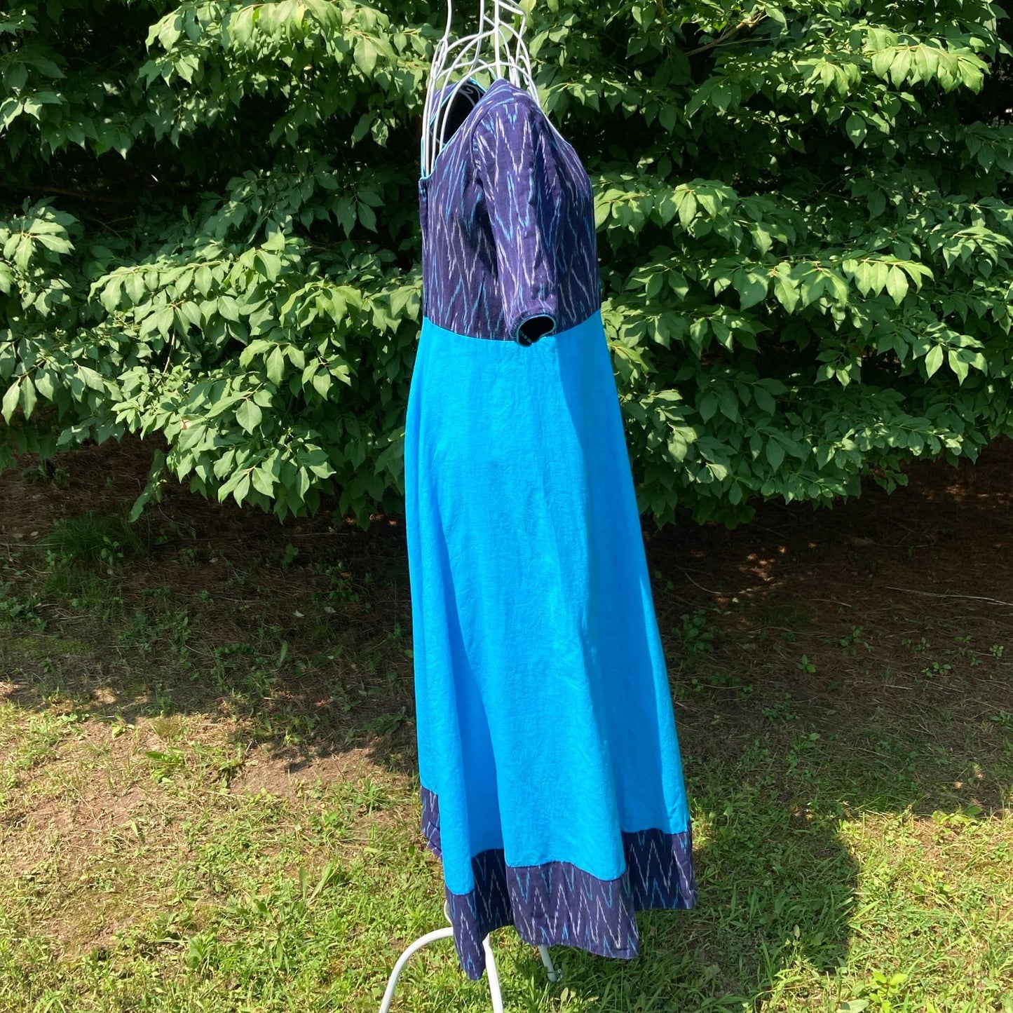 vintage 70s dress  blue teal  | S-M | 1970s handmade