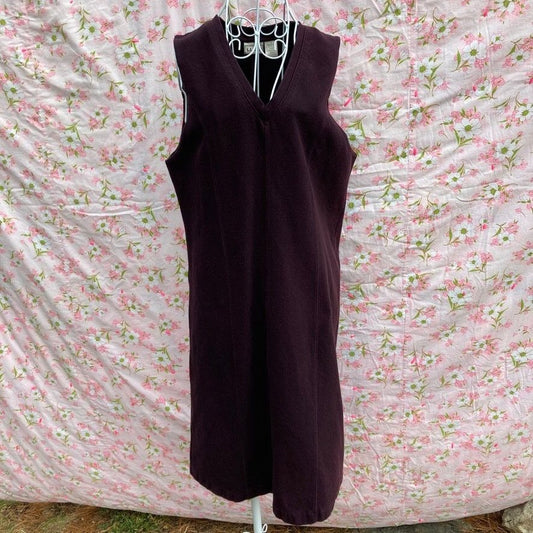 vintage 90s LL Bean dress 1990s wine maroon red | S-M | sleeveless fades cottage western farm homestead cotton