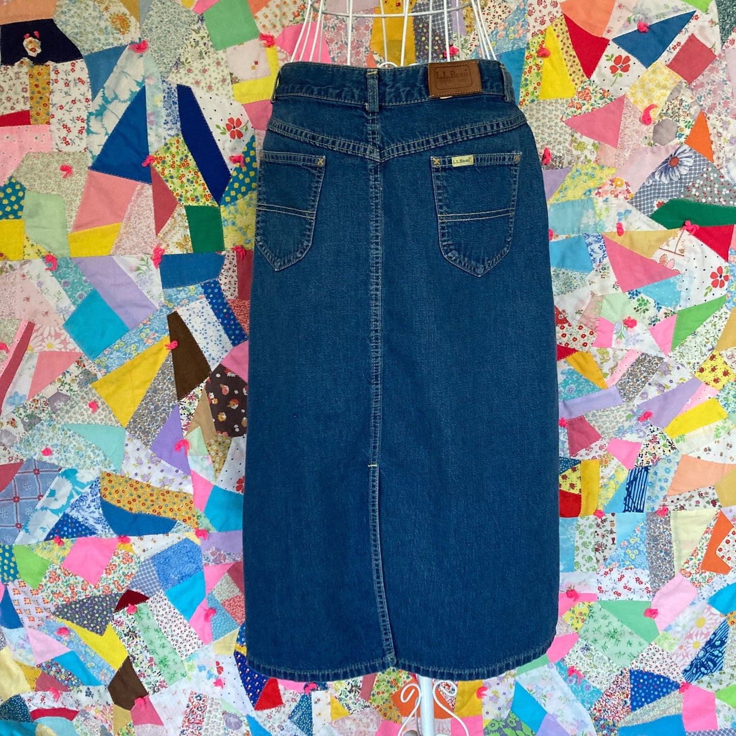 LL Bean vintage skirt 80s 90s denim jean midi  31/32 waist |M - L | union made