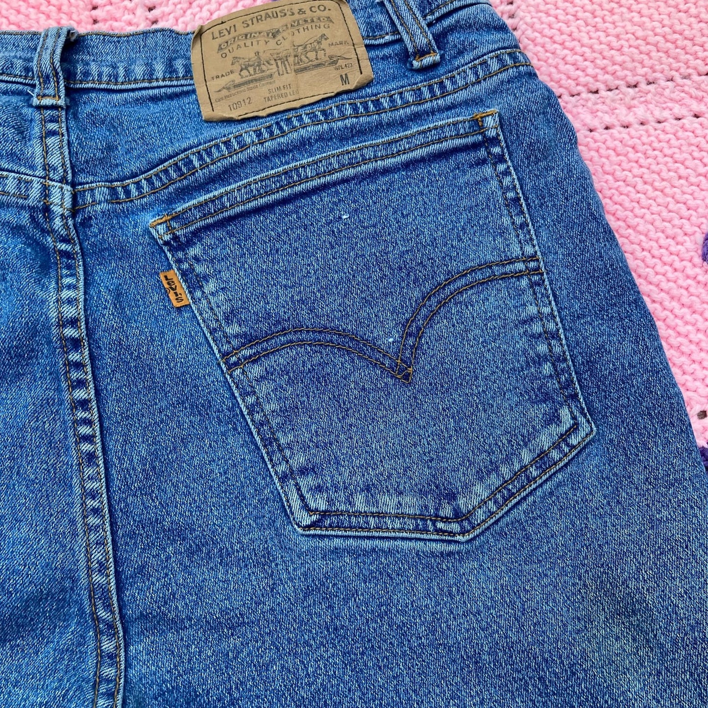 Levis jeans 912 32-34  vintage high rise waist mom jeans medium wash 80s 90s 1990s orange tab