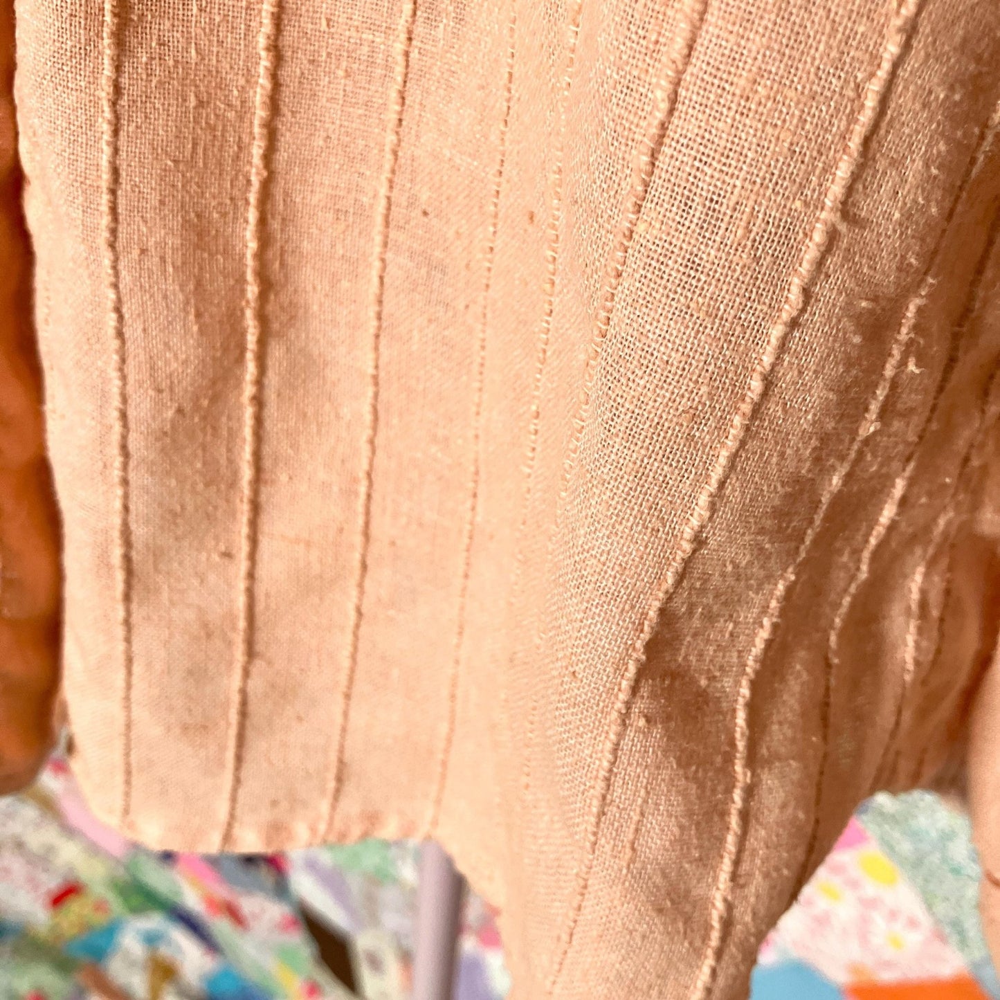 Vintage 60s 70s top blouse |S-M| long sleeve pastel orange John Meyer linen blend