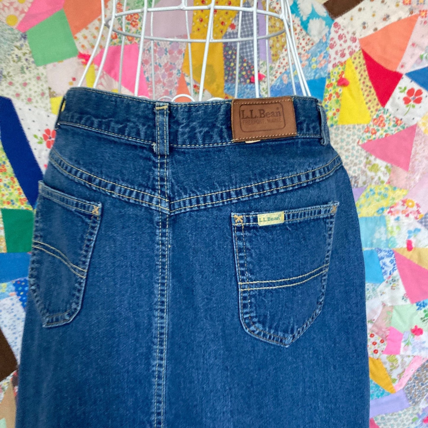 LL Bean vintage skirt 80s 90s denim jean midi  31/32 waist |M - L | union made