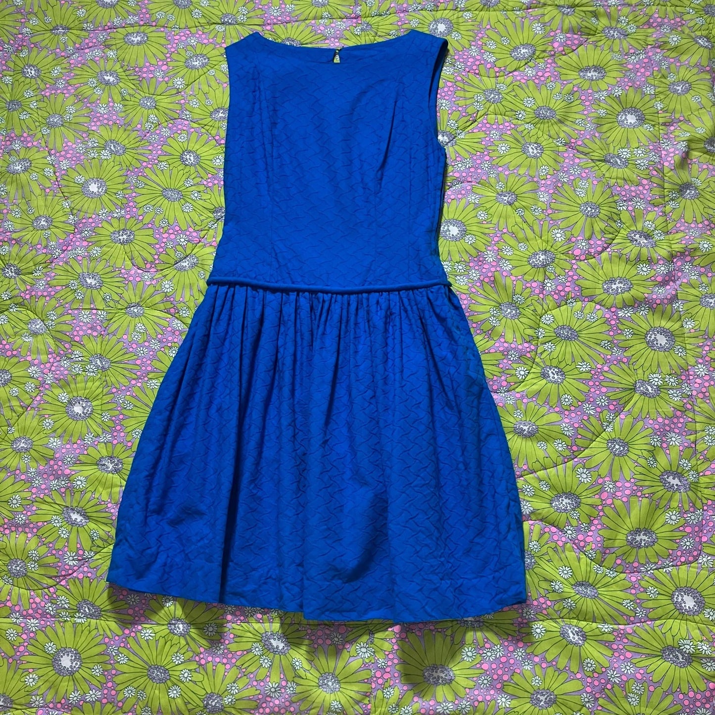 60s vintage dress bright blue | S - M | 1970s party sleeveless