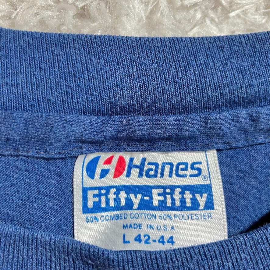 Vintage 80s 90s  t shirt   boat graphic fades | S-M | navy blue white Hanes Fifty - Fifty