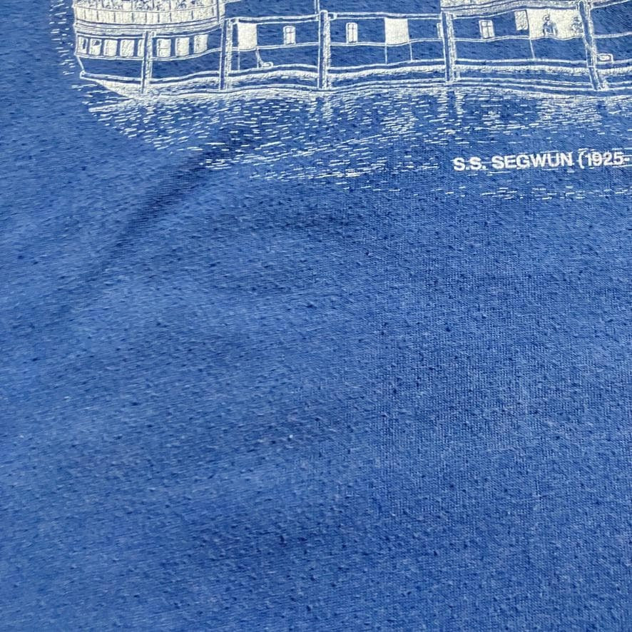 Vintage 80s 90s  t shirt   boat graphic fades | S-M | navy blue white Hanes Fifty - Fifty