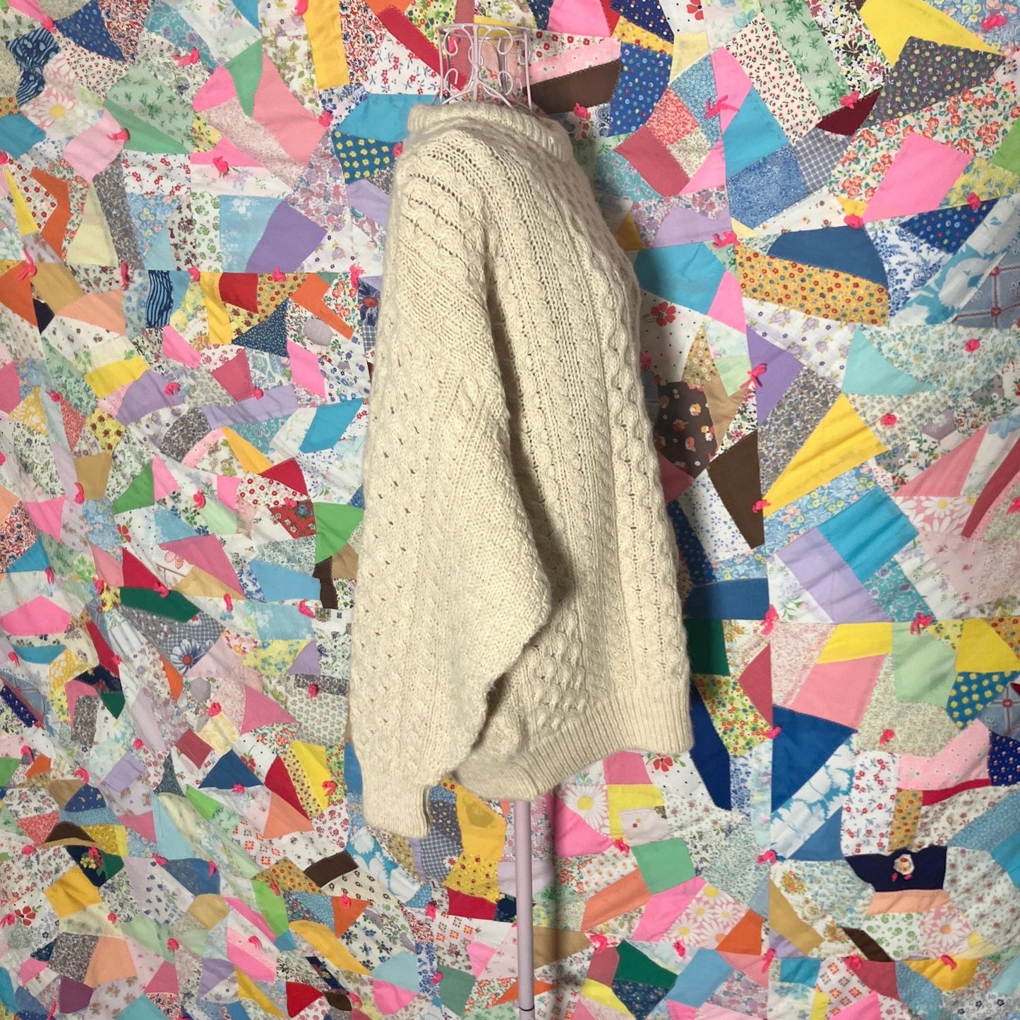 Vintage 80s 90s wool sweater fisherman | S-L | chunky Ireland oat off white cream cable knit  Celtic Country