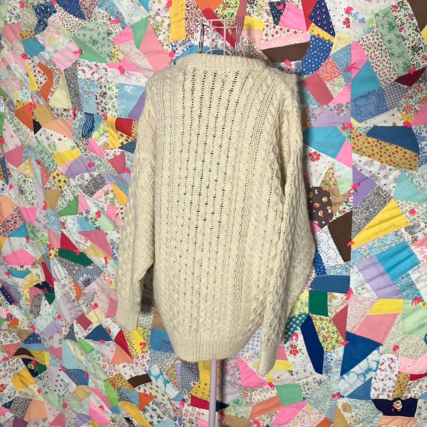 Vintage 80s 90s wool sweater fisherman | S-L | chunky Ireland oat off white cream cable knit  Celtic Country