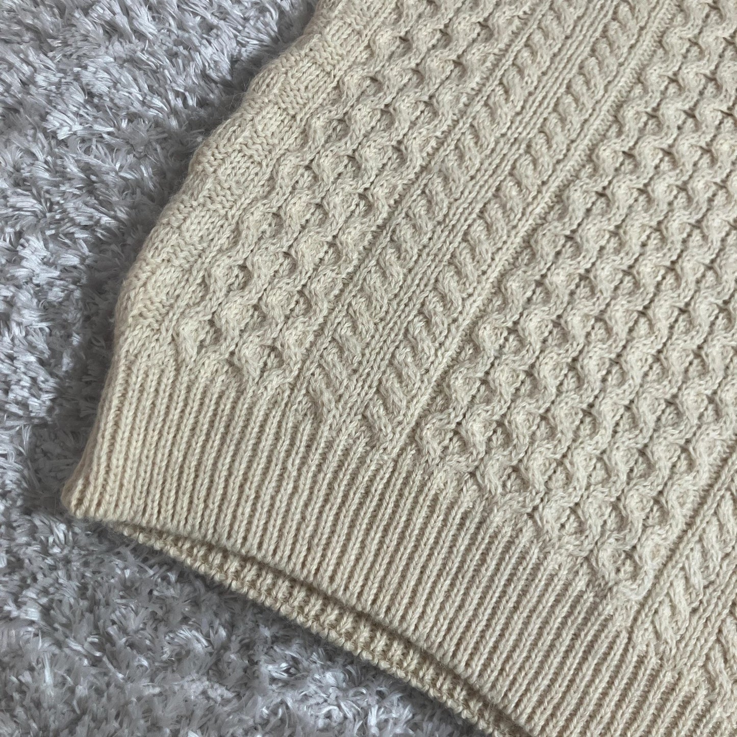 Vintage 80s 90s wool sweater fisherman | S-L | chunky Ireland oat off white cream cable knit  Celtic Country