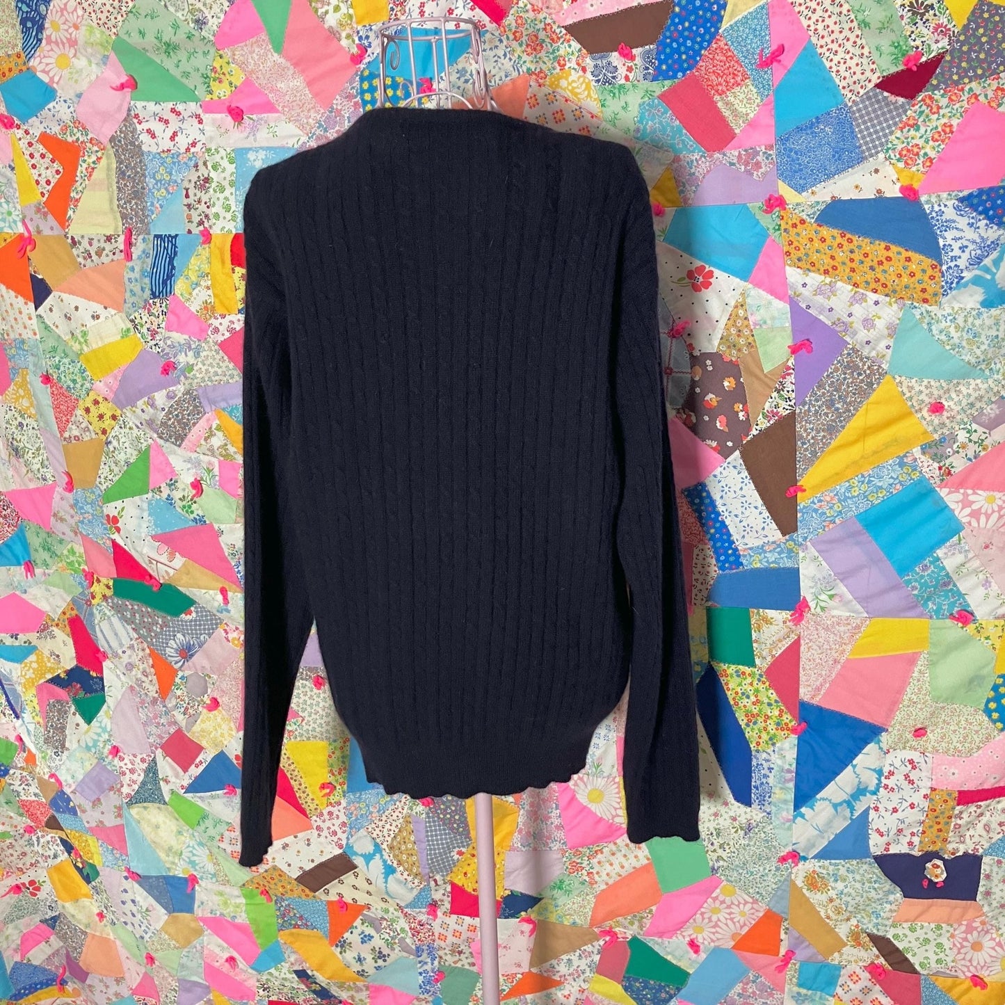 Vintage 90s cardigan cable knit sweater  wool angora blend  Chaus gold tone buttons minimal