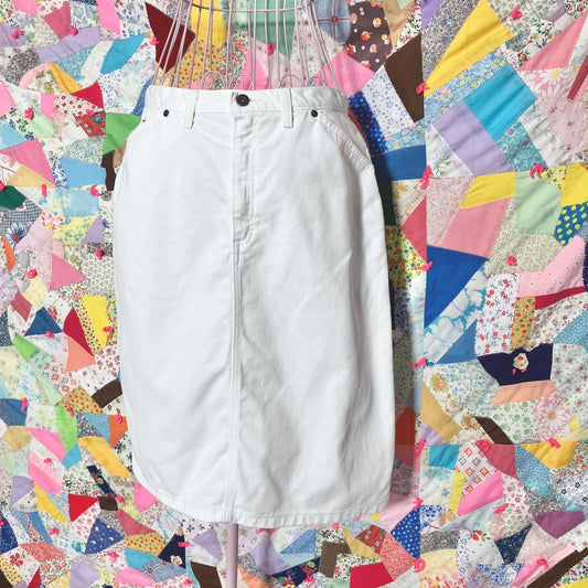 vintage 90s Y2K  midi skirt white denim minimal  | M-L | cotton Liz Claiborne Lizwear Jeans