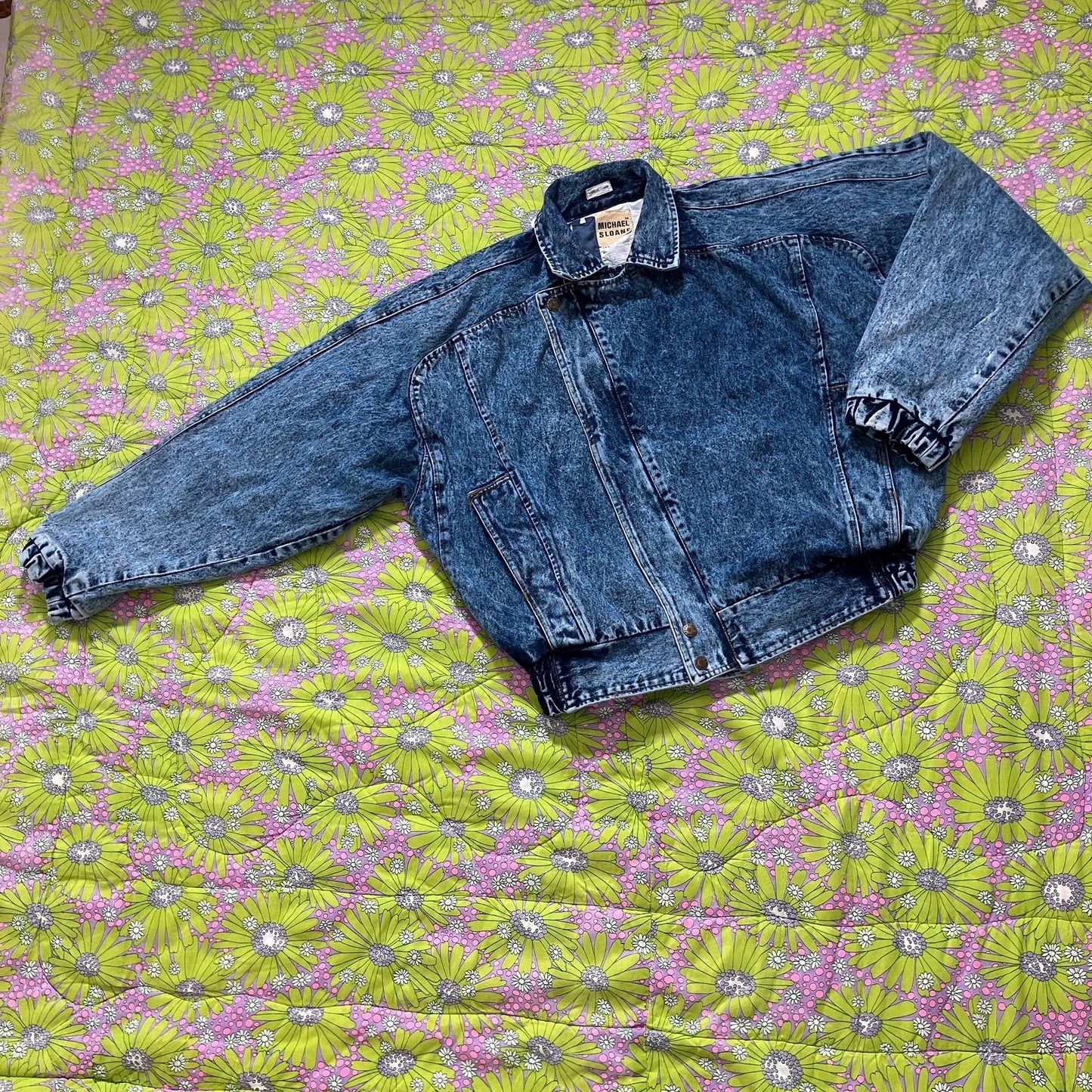 Vintage 80s 90s jean jacket made acid wash M-XL denim distressed Michael Sloan