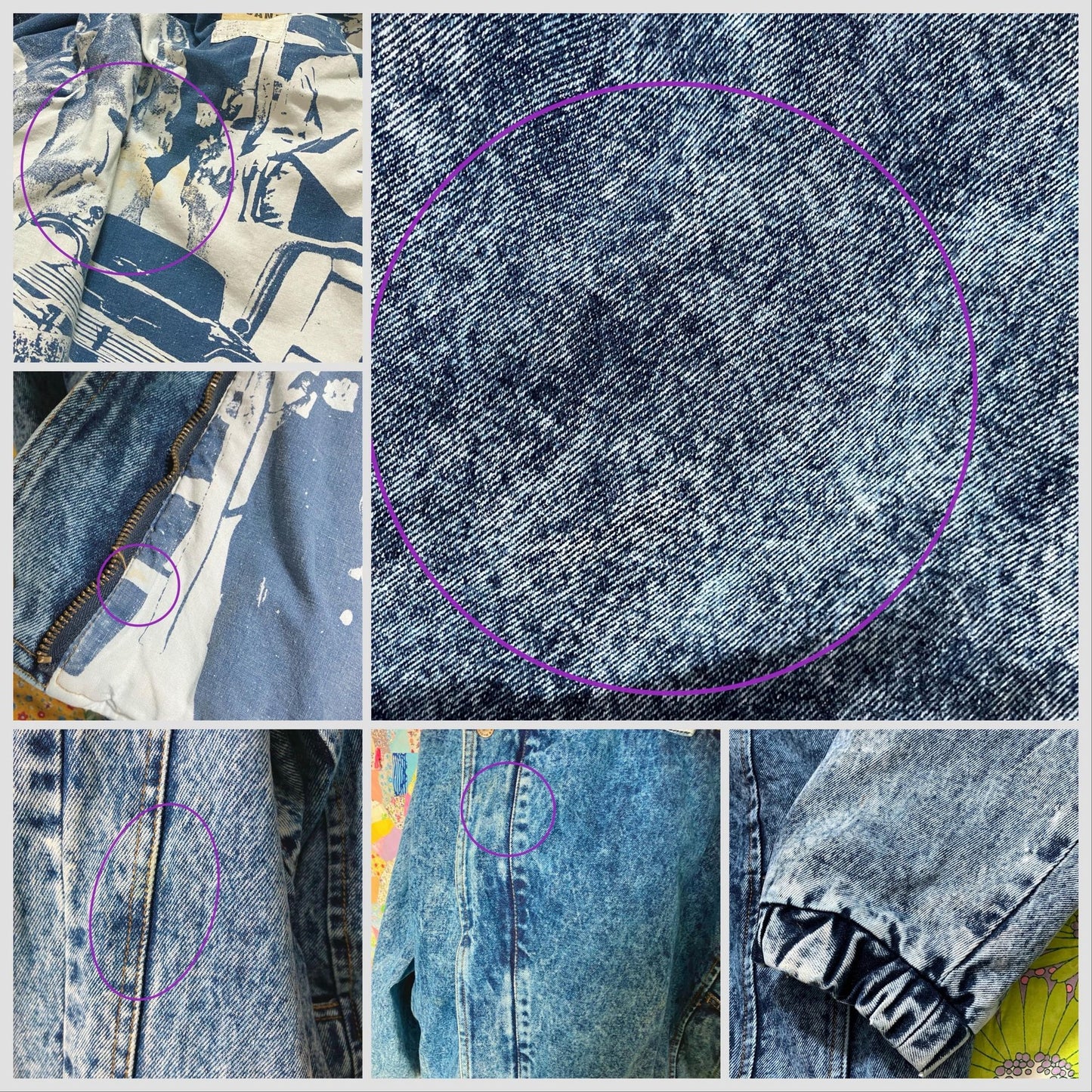 Vintage 80s 90s jean jacket made acid wash M-XL denim distressed Michael Sloan