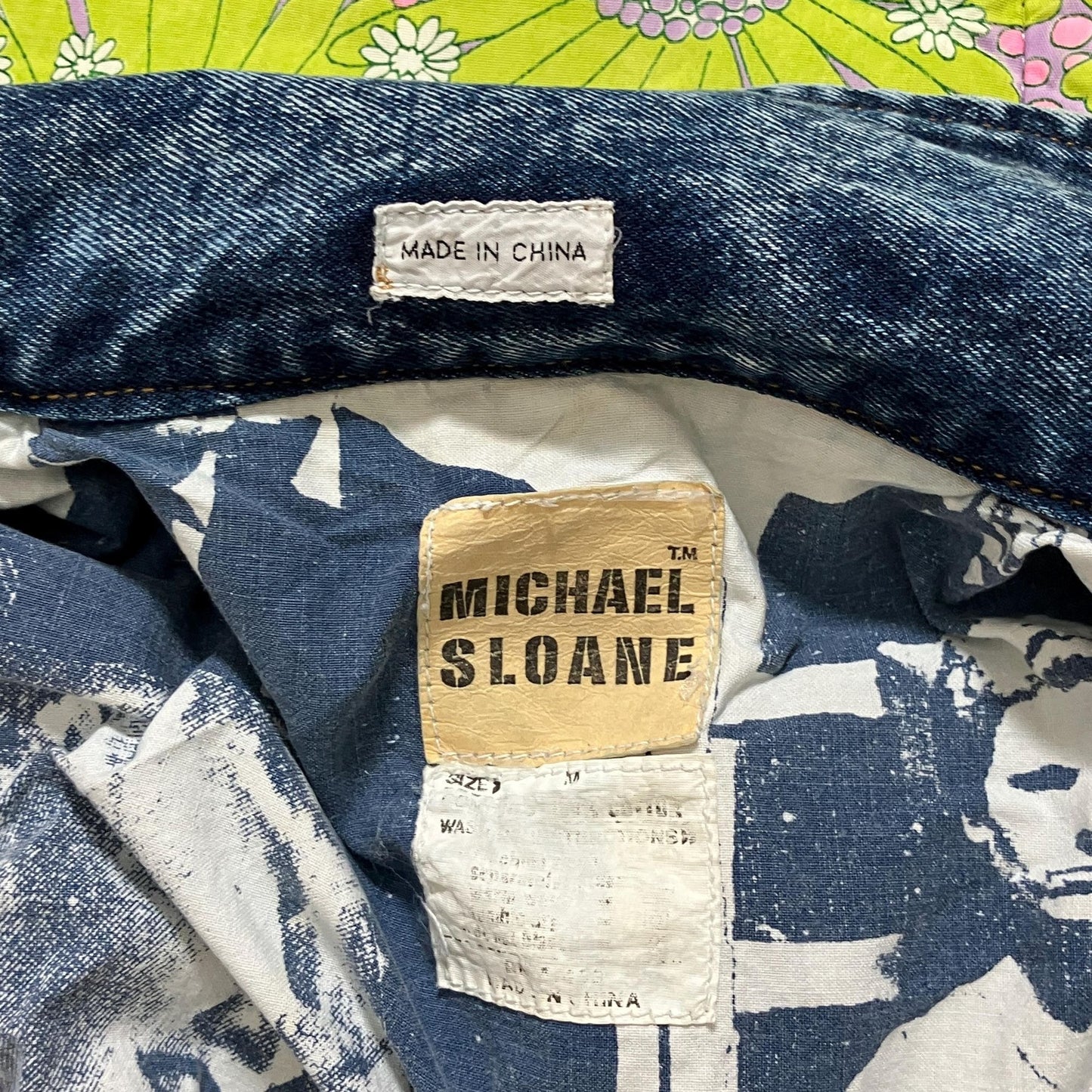 Vintage 80s 90s jean jacket made acid wash M-XL denim distressed Michael Sloan