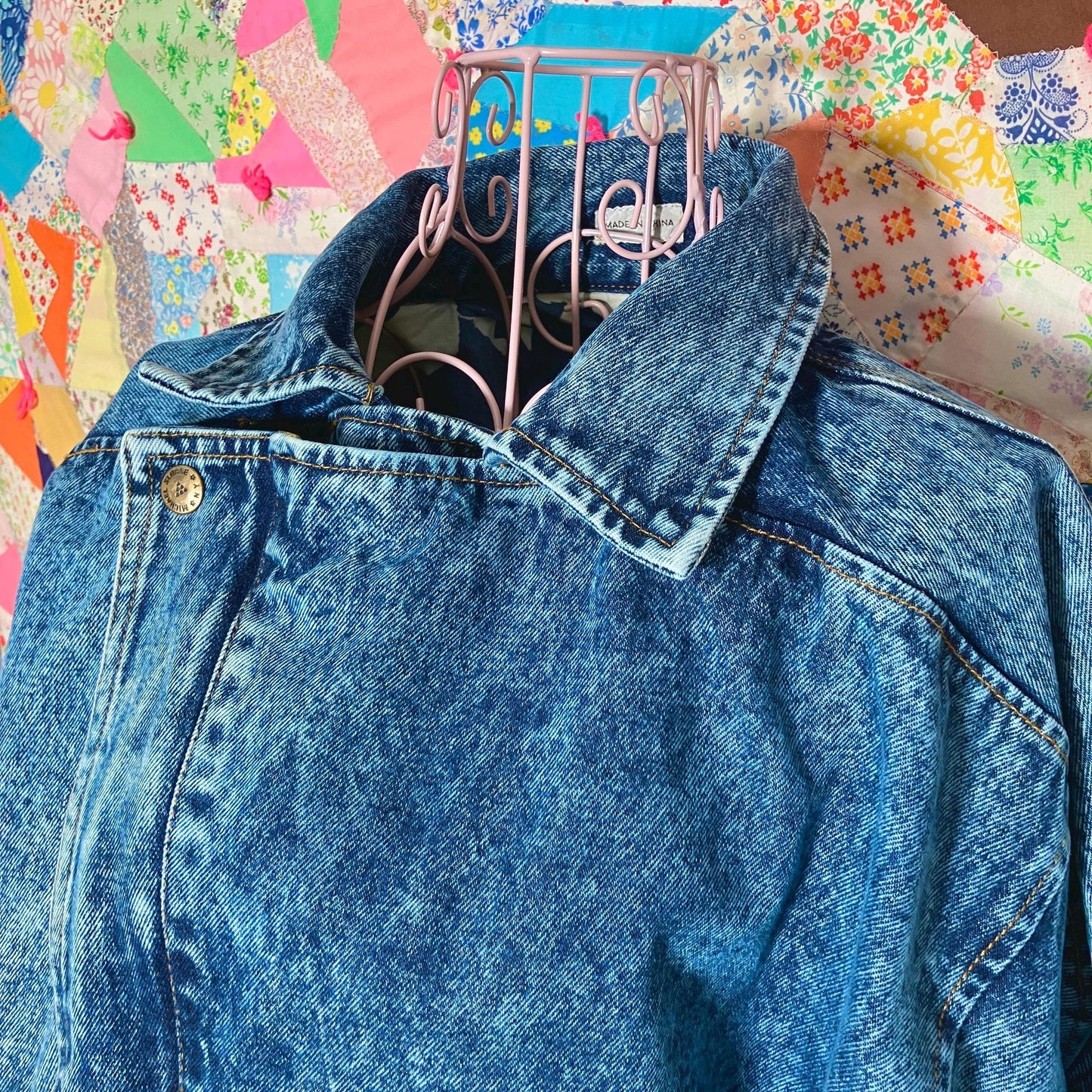 Vintage 80s 90s jean jacket made acid wash M-XL denim distressed Michael Sloan